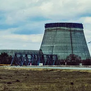 Unfinished cooling towers of the 3rd stage of the Chernobyl NPP